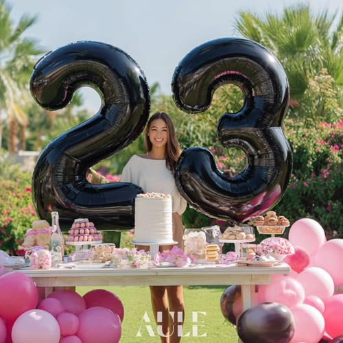 Image of AULE 40 Inch Large 23 Balloon Numbers Black, Big Foil Number Balloons, Giant Helium Happy 23th Birthday Party Decorations for Man and Women, Huge Mylar Anniversary Party Supplies