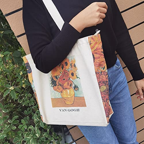 Broadream Canvas Tote Bag Aesthetic - Zippered Tote Bag With Interior Pocket By Shoulder Tote Bags For Women Shopping & Travel - Appreciation Gift For Teacher Bridesmaid Friendship Wife Classmate #TOP5