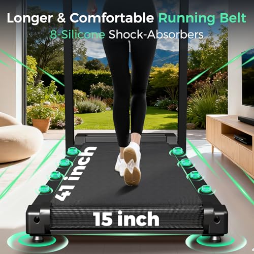 Image of Foldable Treadmills for Home, 3.0HP Walking pad Treadmill with Handle Bar, Portable Electric Treadmill with Handles, 12 Preset Programs, LED Display and 300 lbs Capacity