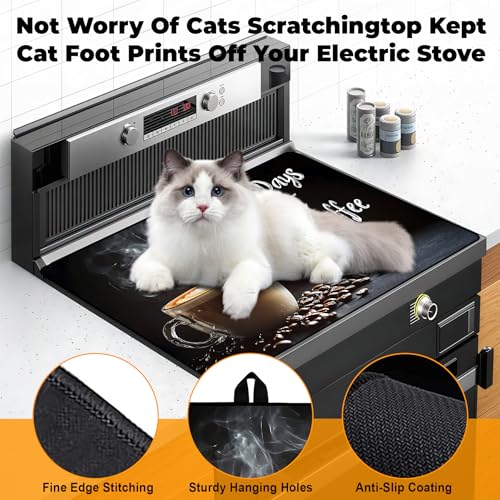 Image of Stove Top Cover for Glass Electric Stove (Cafe, 30 inch x 21 inch) | Heat Resistant Cooktop Protector Mat with Non-Slip Rubber Backing, Scratch Protection and Counter Space Mat