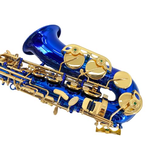 Image of Yinfente Eb Alto Saxophone For Beginners Adult,Saxophone Student,E Flat Alto Sax Full Kit With Reeds,Pads Cushions,Hard Carrying Case,Cleaning Cloth & Rod,Mouthpiece,Gloves,Neck Strap Blue