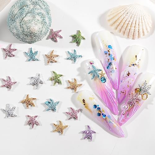 QIMYAR Mixed Color 3D Starfish Nail Charms