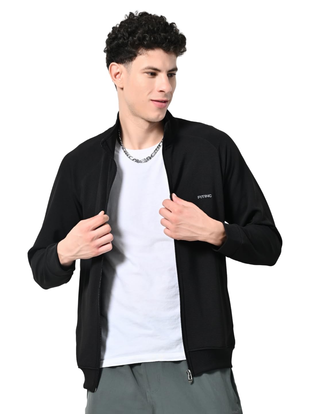 FITINC Stretchable Jacket for Men - Gym, Workout, Jogging, Yoga and Sports