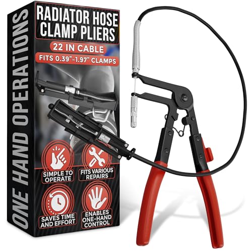 Radiator Hose Clamp Pliers Automotive Tool – Corrosion-Resistant Hose Clamp Tool with Durable Non-Slip Polymer Coating, Tension & Ratchet Locking Mechanisms – Easy to Use, Time-Saving for Car Repairs
