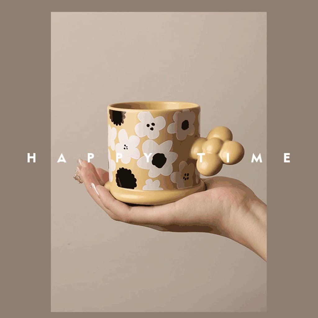 Tazas de Té Tazas Desayuno Taza De Café De Cerámica Con Flores Creativas, Taza De Bebida Artística De 200ML, Taza De Café Reutilizable for Bebidas Frías/calientes Tazas Tazas de Cafe ( Color : F )