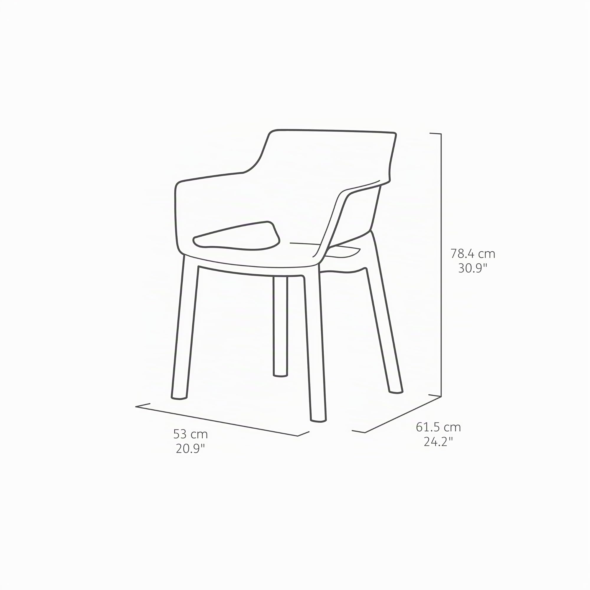 Keter Chaise de Jardin Elisa - Lot de 6 - Anthracite