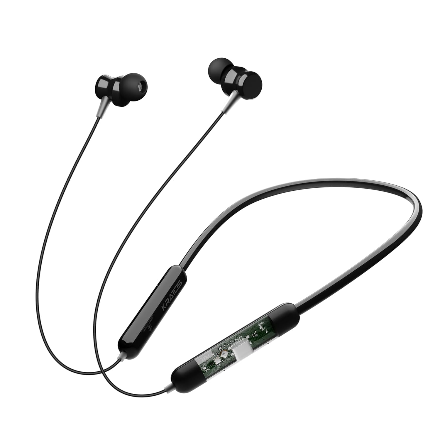 Kratos Vibez N5, 55 Hrs Playtime Neckband Earphones, HD Sound & Rich Bass, Exclusive Transparent Design, 4 Voice Modes for Calls, Smart Voice Assistance, Bluetooth Earphones with Type C Fast Charging | 55 Hrs Playtime, HD Sound & Rich Bass, Transparent Design, 4 Voice Modes for Calls, Type C Fast Charging, Bluetooth-image-0