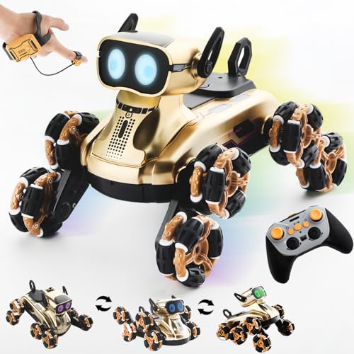 RAINMAX 8WD Gesture Sensing RC Robot Dog with LED Eyes