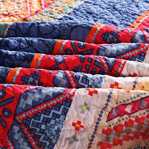 Exclusivo Mezcla Cotton Boho Stripe Quilted Throw Blanket, Reversible Colorful Printed Paisley Quilt Blanket, 50X60 Inch, Machine Washable And Dryable, Pink #TOP4