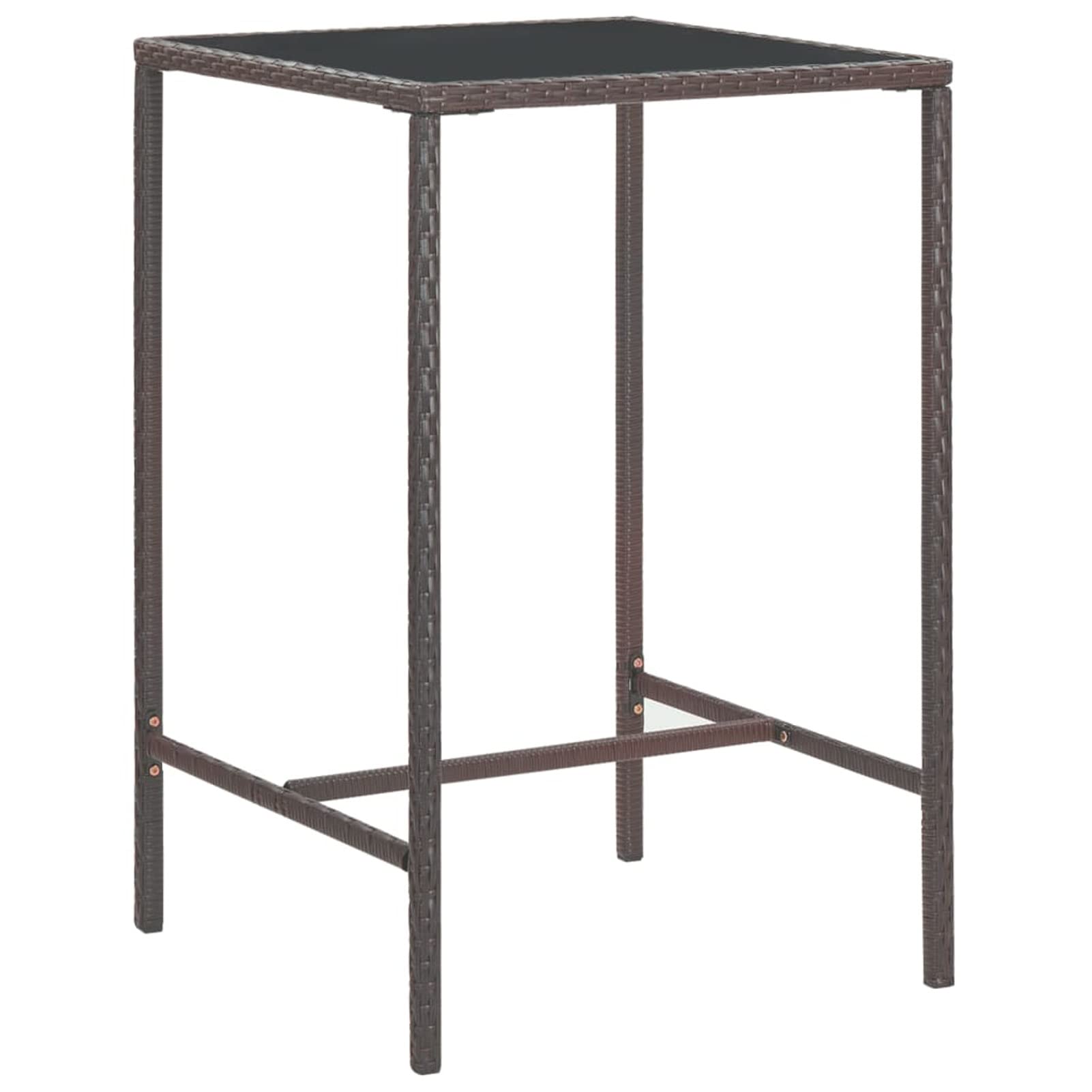 Rantry Set de Bar de jardín 3 Piezas y Cojines ratán sintético marrón Mesa Alta Exterior mesas Altas y taburetes Barra de Bar Exterior Jardin 70 x 70 x 110 cm