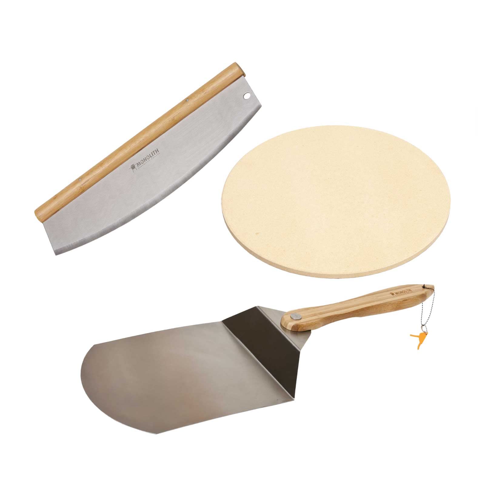 MONOLITH Pizza Set Junior/Icon - Pizzastein 26 x 1,5 cm - Pizzaheber - Pizza Cutter