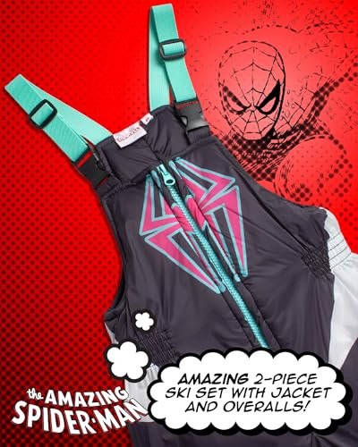 Marvel Girls Snowsuit Set - 2 Piece Ghost Spider Gwen Insulated Winter Jacket & Ski Bib Overalls for Kids4