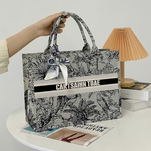 APLUSH Women Handbags Fashion Canvas Tote Bag Large Capacity Jacquard Retro Exquisite Shoulder Bag,Black,38 * 28 * 13cm3