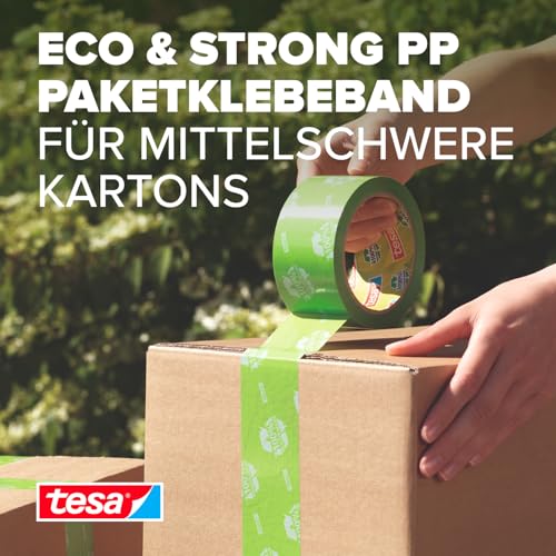 tesa pack STRONG RECYCLED - Paketklebeband aus 100% recyceltem Kunststoff, Klebeband für mittelschwere Pakete - UV- und alterungsbeständig… – Ansicht 2