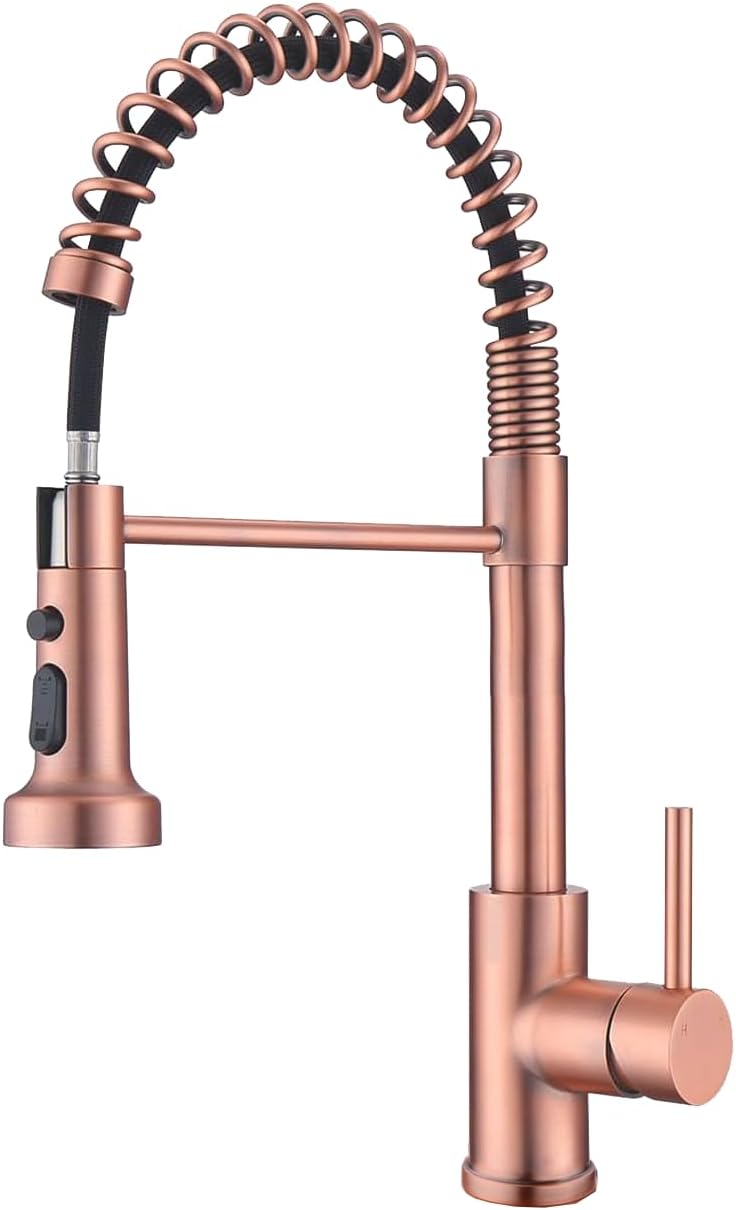MIFULY Copper Kitchen Tap, Kitchen Tap with Pull Out Sprayer