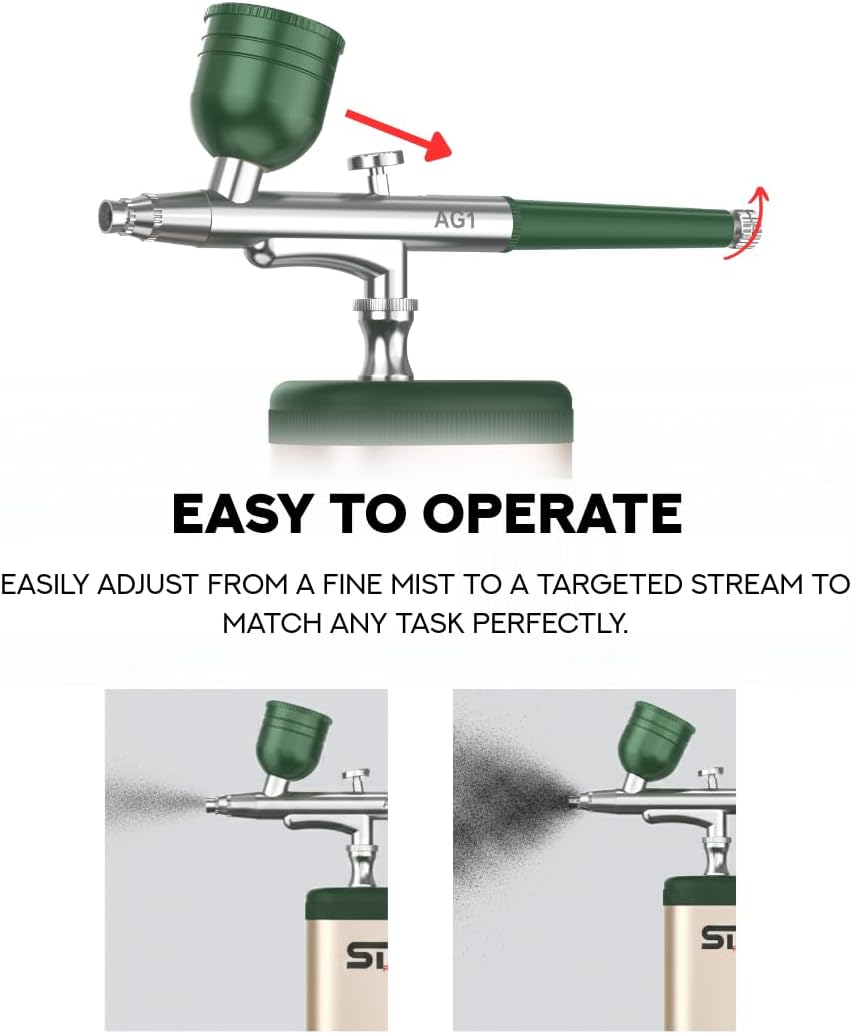 Supreme Trimmer Barber Airbrush Kit Cordless Hair and Beard Enhancement System with Ink Cleaning Solution 2 Style Triggers for Thinning Hair Natural Texture Fuller Looking Hair - AG1 (Sand)