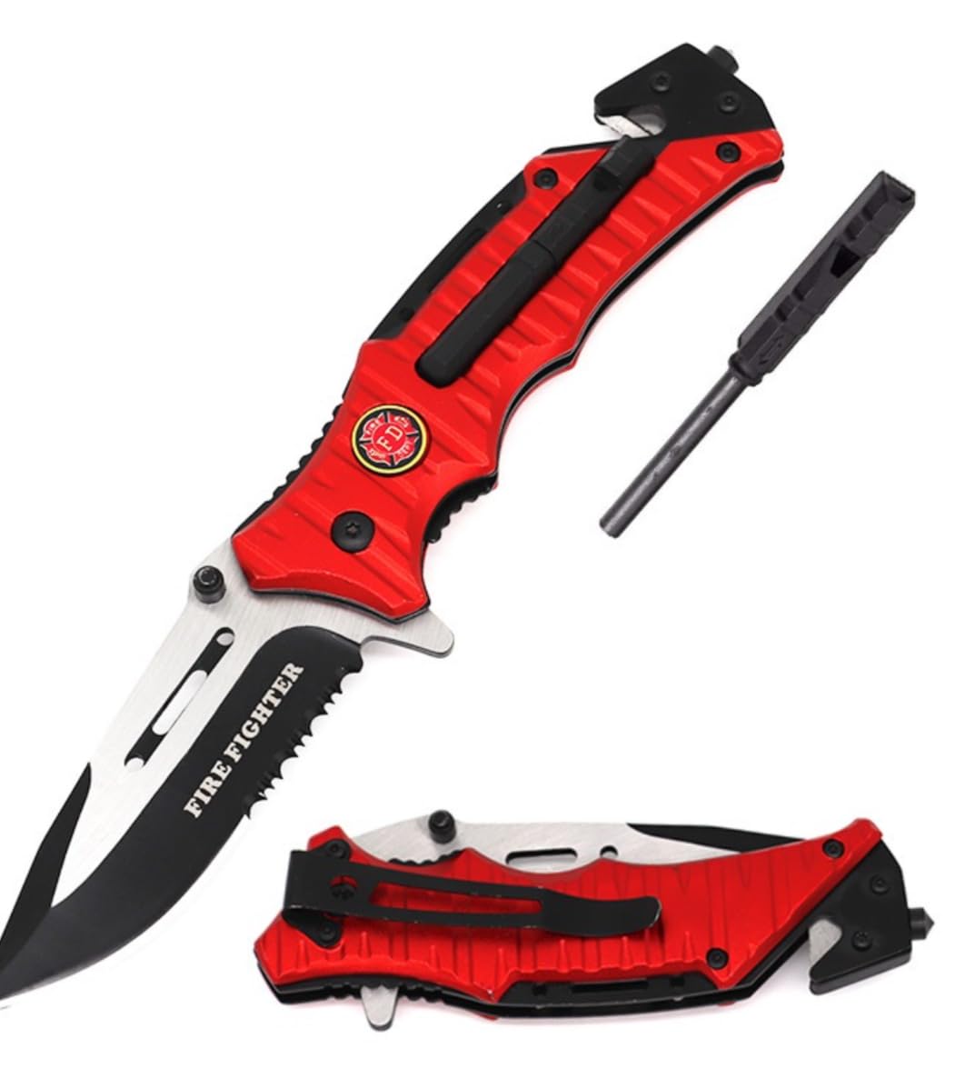 Tactical Black Red Knife