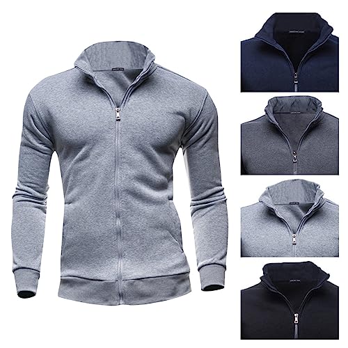 AIEOE Mens Casual Cardigan Warm Slim Fit High Neck Solid Zipper Leisure Jacket4