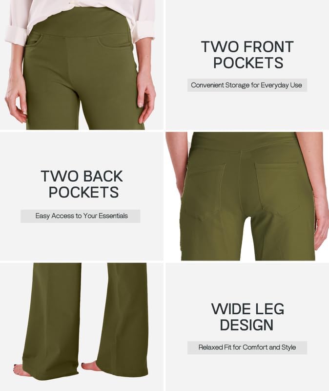 Houmous Wide Leg Pants Women Cotton Yoga Pants High Waist Loose Lounge Stretch Trousers with Pockets - Image 4