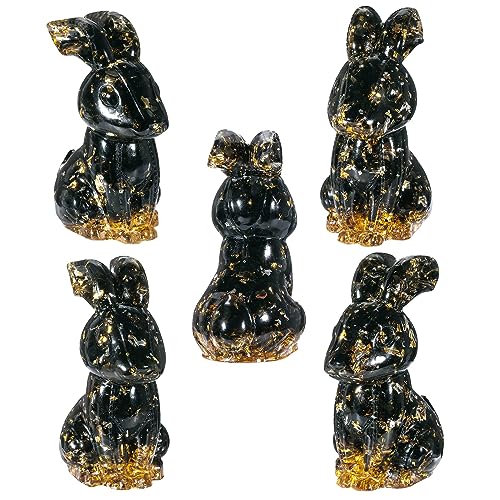 mookaitedecor Black Obsidian Crystal Rabbit Figurine Ornament Home Good Luck Decor - Image 3