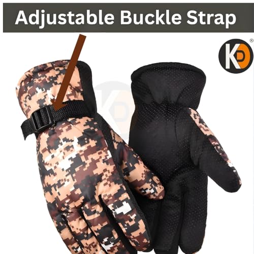 Image of K D Full Finger Winter Gloves for Men & Women with Fur Inside | Warm, Windproof, Waterproof, Scratch-Proof Thermal Gloves | Ideal for Biking, Riding & Cold Weather (Gloves Brown)