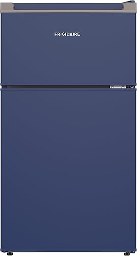 Frigidaire Refrigerador compacto con congelador superior, refrigerador de 2 puertas con 3.2 pies cúbicos, serie contemporánea, azul