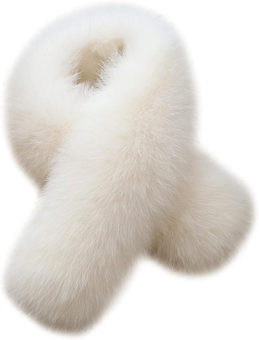Womens Genuine Fox Hair Scarf Fluffy Collar Winter Warm Wrap Neck Warmer Wedding Party