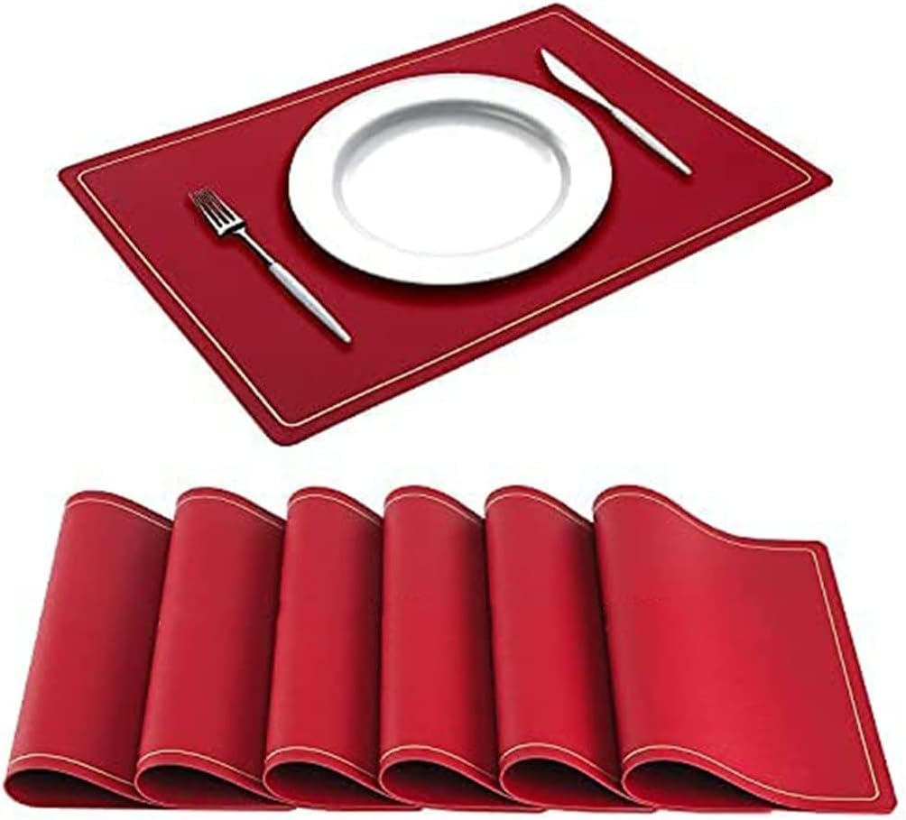 6-Piece Set of Leather Placemats Placemats Heat-Insulating Placemats Coasters Washable Coasters