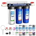 3-Stage Whole House Water Filter System for Well Water,Whole Home Water Filtration System,Reduces Taste & Sediment,Chlorine,for Cleaner Water, Includes 3 Sets Filters (2 Years Supply), 2 Valves, 3/4”