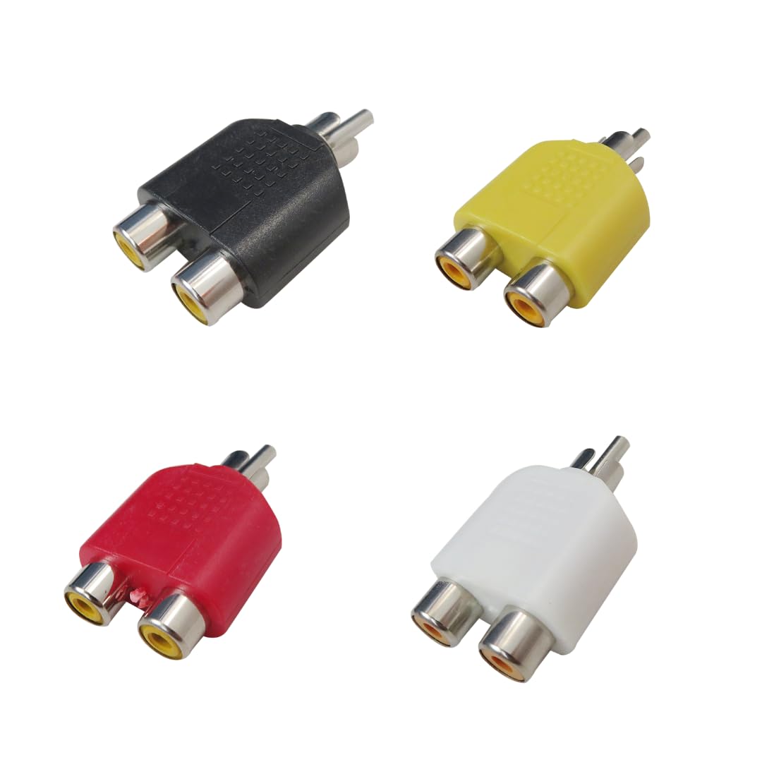 INGQI 4X RCA Y Splitter AV Audio Video Plug Converter 1-Male to 2-Female Cable Adapter for Audio and Video Connecting