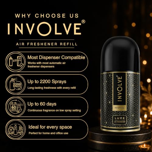 Image of Involve Luxe - Festiva Automatic Room Fresheners Refill Pack | 2200 Sprays Guaranteed | Lasts up to 60 Days (225ml) | Automatic Home Fresheners | Long Lasting Fragrance