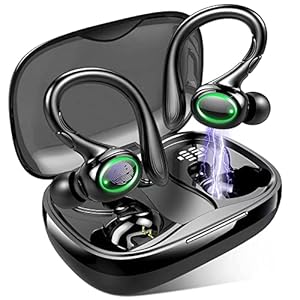Bluetooth 5.1 Kopfhörer Sport, In Ear Kopfhörer Kabellos mit Mic, IPX7 Wasserdicht Wireless Ohrhörer LED-Anzeige…