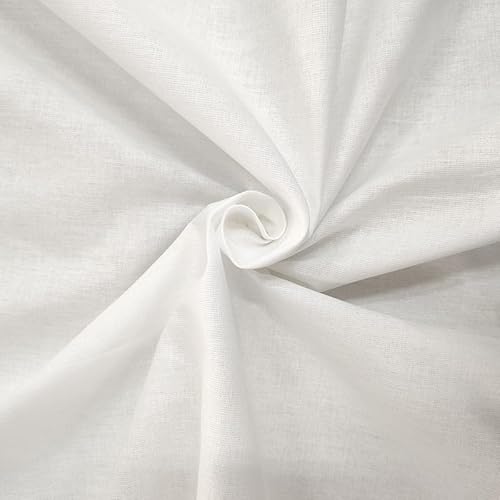 Panini Tessuti, Tessuto in 100% Cotone per la creazione di Modelli - venduto a ritaglio - h 150 cm (bianco, 1 metro)