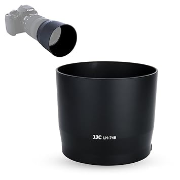JJC Dedicated Lens Hood Shade Protector for Canon EF 70-300mm f/4-5.6 IS II USM replaces Canon Lens Hood ET-74B, Reversible / Bayonet Mount / with Button to Lock or Release