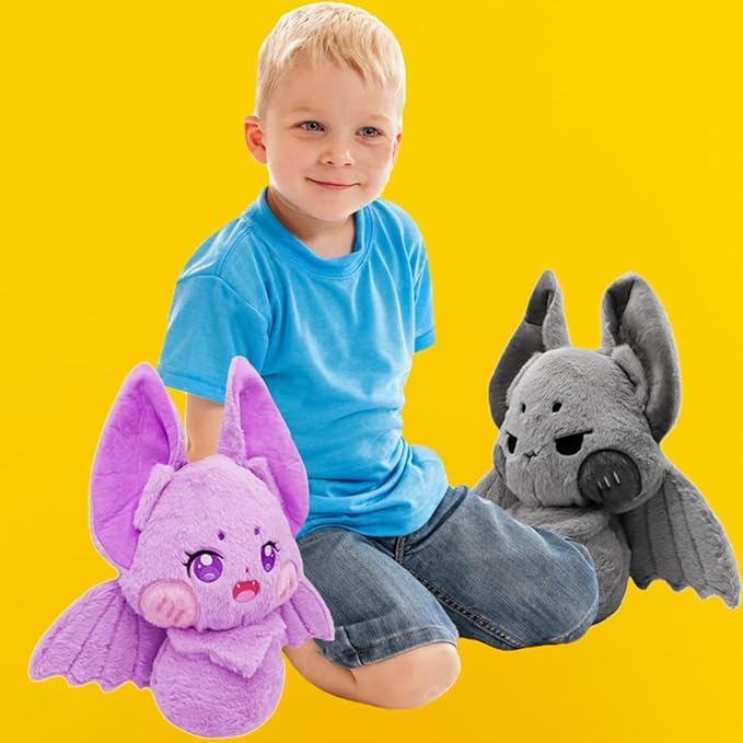 Image of Furry Purple Bat Plush Pillow Cuddly Gothic Bat Stuffed Gifts /13.7''