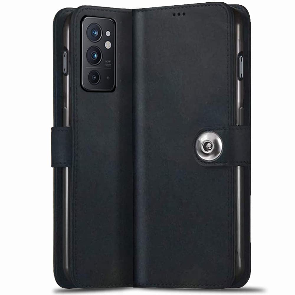 TheGiftKart Genuine Leather Finish Flip Back Cover Case for OnePlus 9RT 5G | Inbuilt Pockets & Stand | Wallet Style | Designer Button Magnet Flip Cover Back Case for OnePlus 9RT 5G (Black) (B09Q8YSQV8) Amazon Price History, Amazon Price Tracker