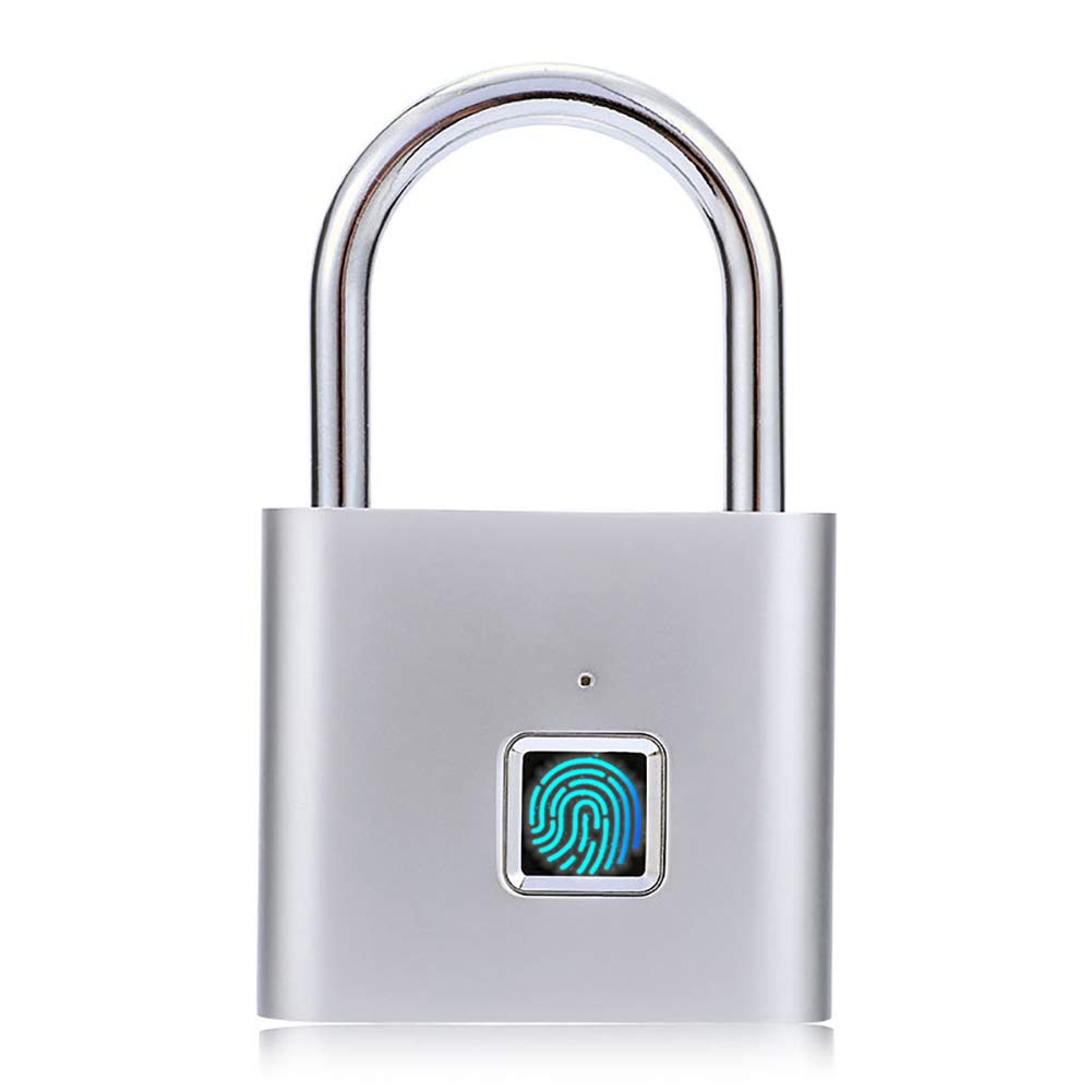Cadenas D'empreinte Digitale De Chargement USB, Adapté À La Salle De Sport, Au Casier D'école, Aux Bagages, Tiroir, Sac À Dos, Valise, Verrou D'empreinte Digitale Bio Intelligent Étanche,Argent