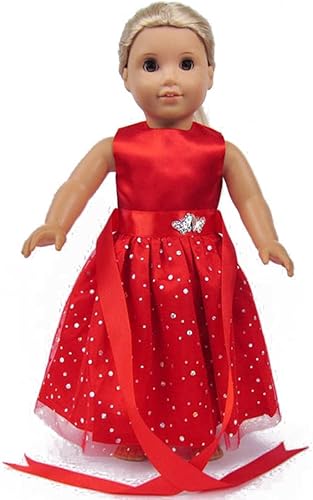 Miniatura 2 de Ropa y accesorios para muñecas de 18 pulgadas, hermoso vestido rojo con lunares para muñecas de 18 pulgadas
