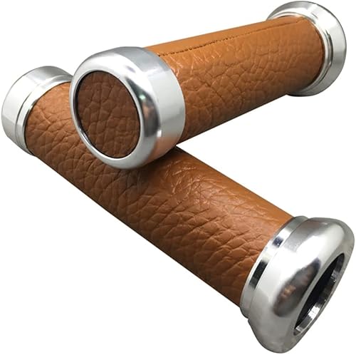 Miniatura 1 de 1 par universal aluminio mezcla pu cuero marrón motocicleta mano apretones 0.866 in 78 '' moto scooter vintage manillar piezas