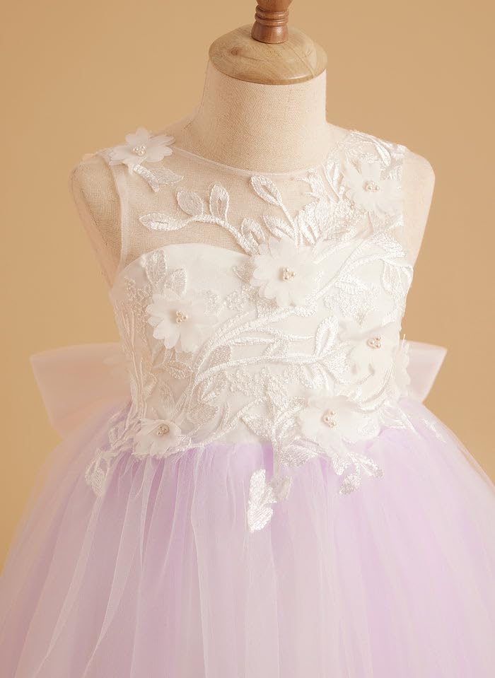 Flower Girl Dress Birthday Party Girl Dress First Communion Dress Princess Sleeveless Lace and Tulle Dress PY1312
