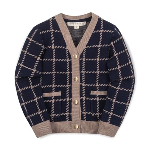 Image of Hope & Henry Girls' Long Sleeve Fancy Cardigan Sweater with Stripe Trim