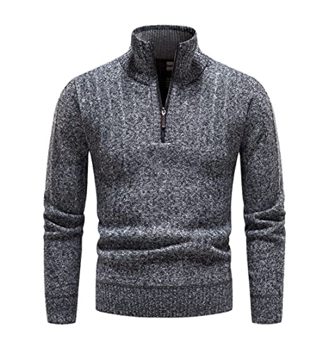 Pull col roulé homme gris foncé M avec demi-fermeture éclair en polaire