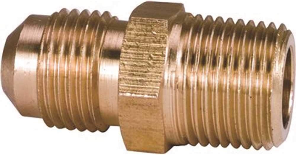 R48IK BRASS FLARE LONG THREAD CONNECTOR 5/8"" FL X 3/4"" MIP Pipe
