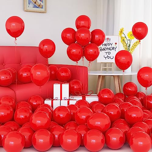 Ballons Rouge, 50 Pièces Ballons Rouge Mat Latex 5 pouces Petits Mini Ballon avec Ruban pour Femmes Garçons Filles Fête d'Anniversaire Célébration Noël...