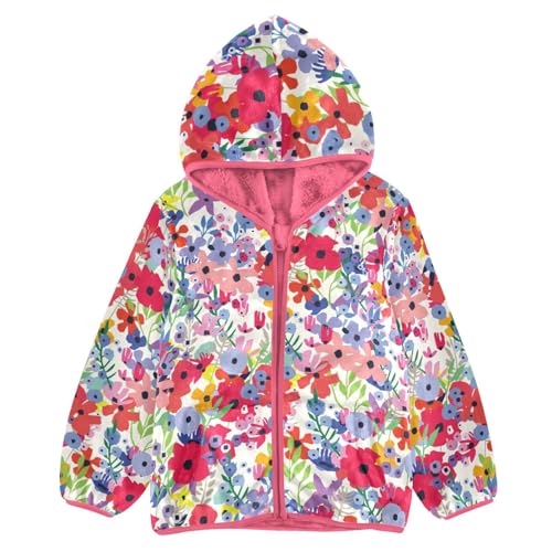 OTVEE Spring Colorful Flowers Wildflowers Kids Hoodie Jacket Fall Spring Full Zip Warm Outwear Coat