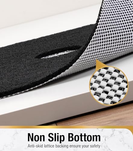 Image of HITSLAM Square Loofah Shower Mat, 24x24 Inch Non Slip Bath Mat, Black