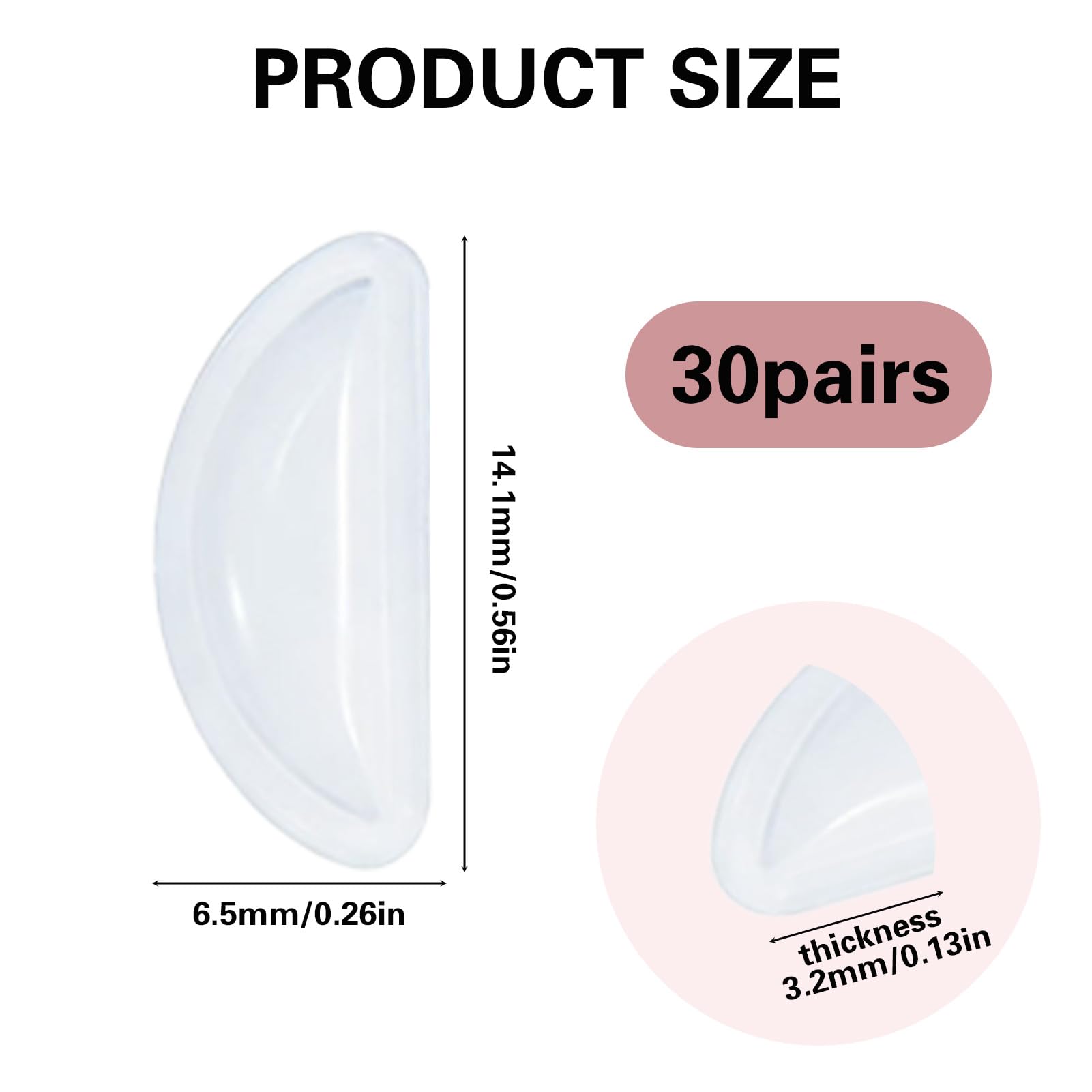 30 Pares Almohadillas de Nariz para Lentes de Silicona, Antideslizantes, con Airbag, Almohadillas Adhesivas, para Anteojos y Gafas de Sol (Transparente)