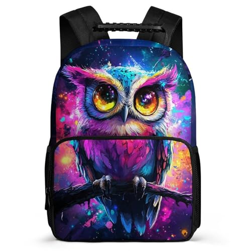 Image of TPISLI Owl Motif Backpack for Kids 6-11 Years, Bird Pattern School Bag for Kids, Lightweight Rucksack, Side Pockets, Padded Back, Travel Daily Use