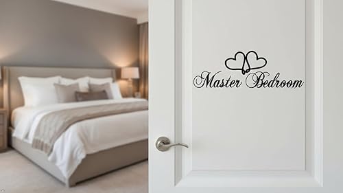 Miniatura 3 de Letrero para puerta de dormitorio principal, calcomanías de vinilo removibles, decoración de habitación, letrero de corazón de amor