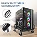 Suptek Computer Tower Stand,7.28 to 11.81 inch Wide Adjustable CPU Steel Rolling Stand,Under Desk or Floor Mobile CPU Stand Holder with Locking Caster Wheels,Gaming PC Holder, Black